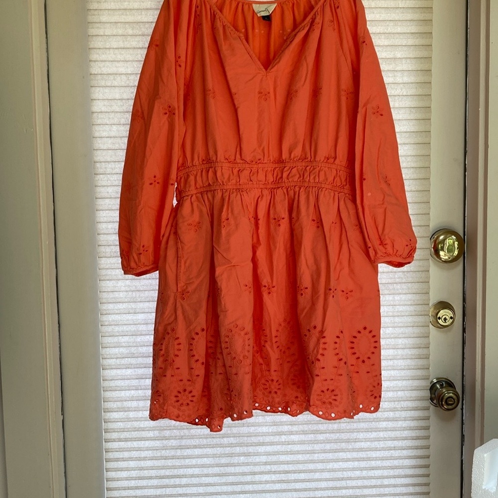 Universal Thread cotton eyelet long-sleeve orange dress XL